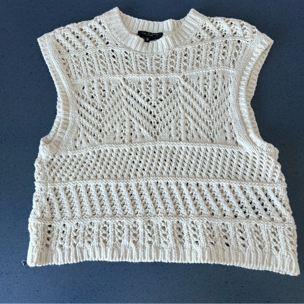 Rag & Bone Cotton Sleeveless Boho Sweater Vest